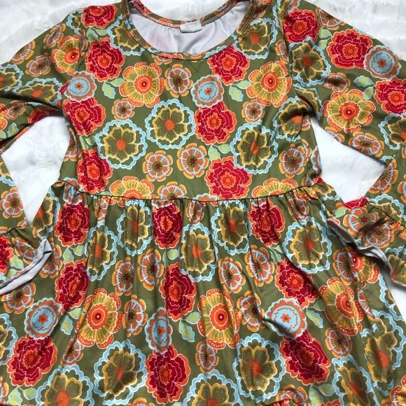 Boutique Fall Floral Ruffle Trim High Low Top size 14 - Picture 5 of 7